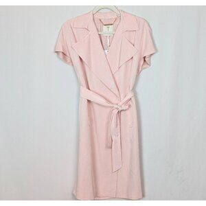 Ted Baker Pink Trench Coat with Belted Waist and Classic Lapel